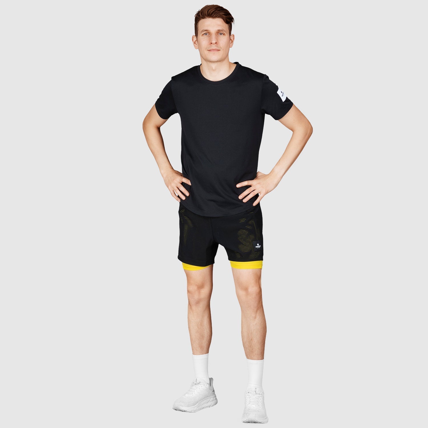 ランニングショーツ HMRSH05 2 In 1 Shorts - Black/Empire Yellow [ユニセックス]