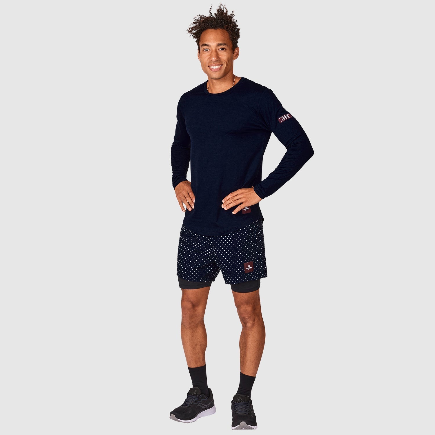 ランニングショーツ IMRSH02 2-in-1 Shorts - Sky Captain Polka Dot Dark Blue/Black [ユニセックス]